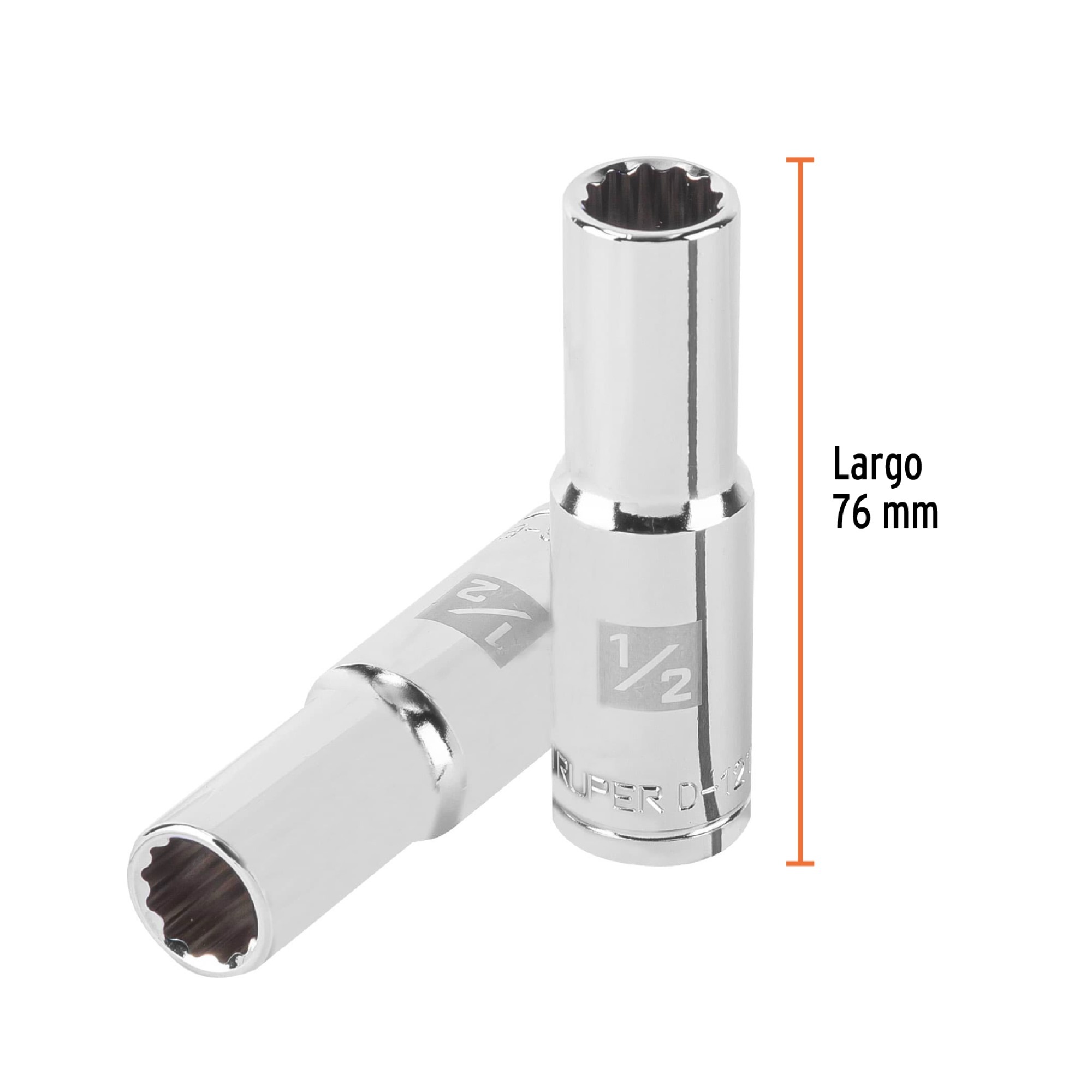 Copa Estándar Larga 1/2" De 12 Puntas Cuadrante De 1/2" - Imagen 4