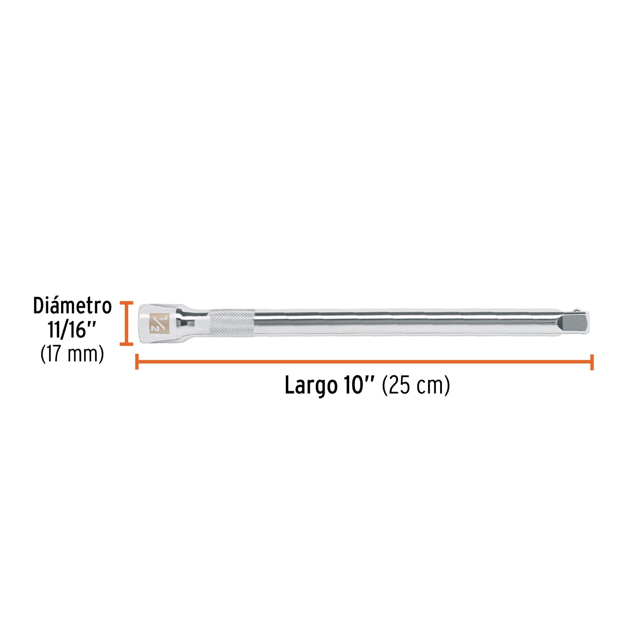 Extensión De 10" En Acero Al Cromo Vanadio Cuadrante 1/2" - Imagen 4