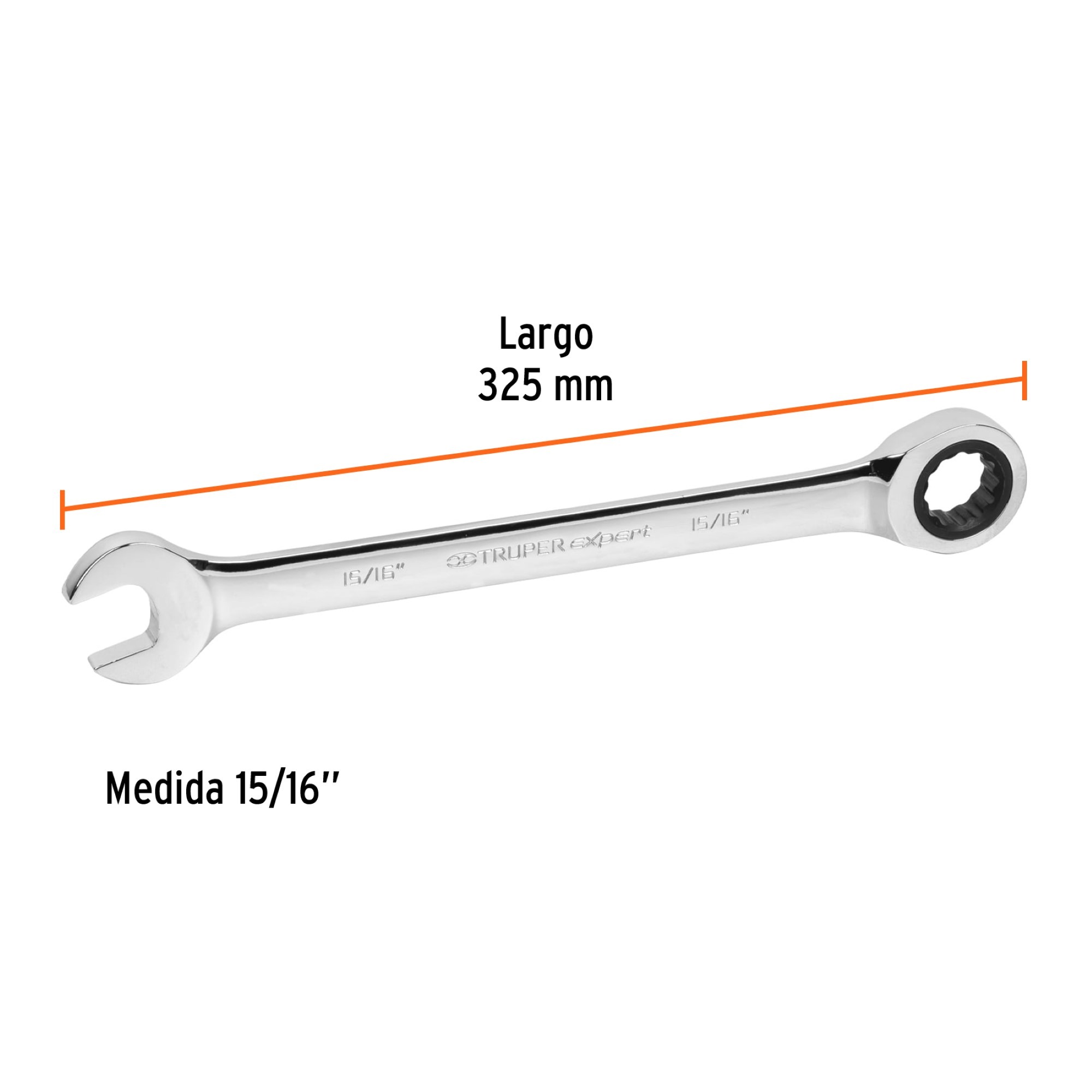 Llave Mixta De 15/16" Con Ratchet. Largo 325 mm. Uso Rudo - Imagen 4
