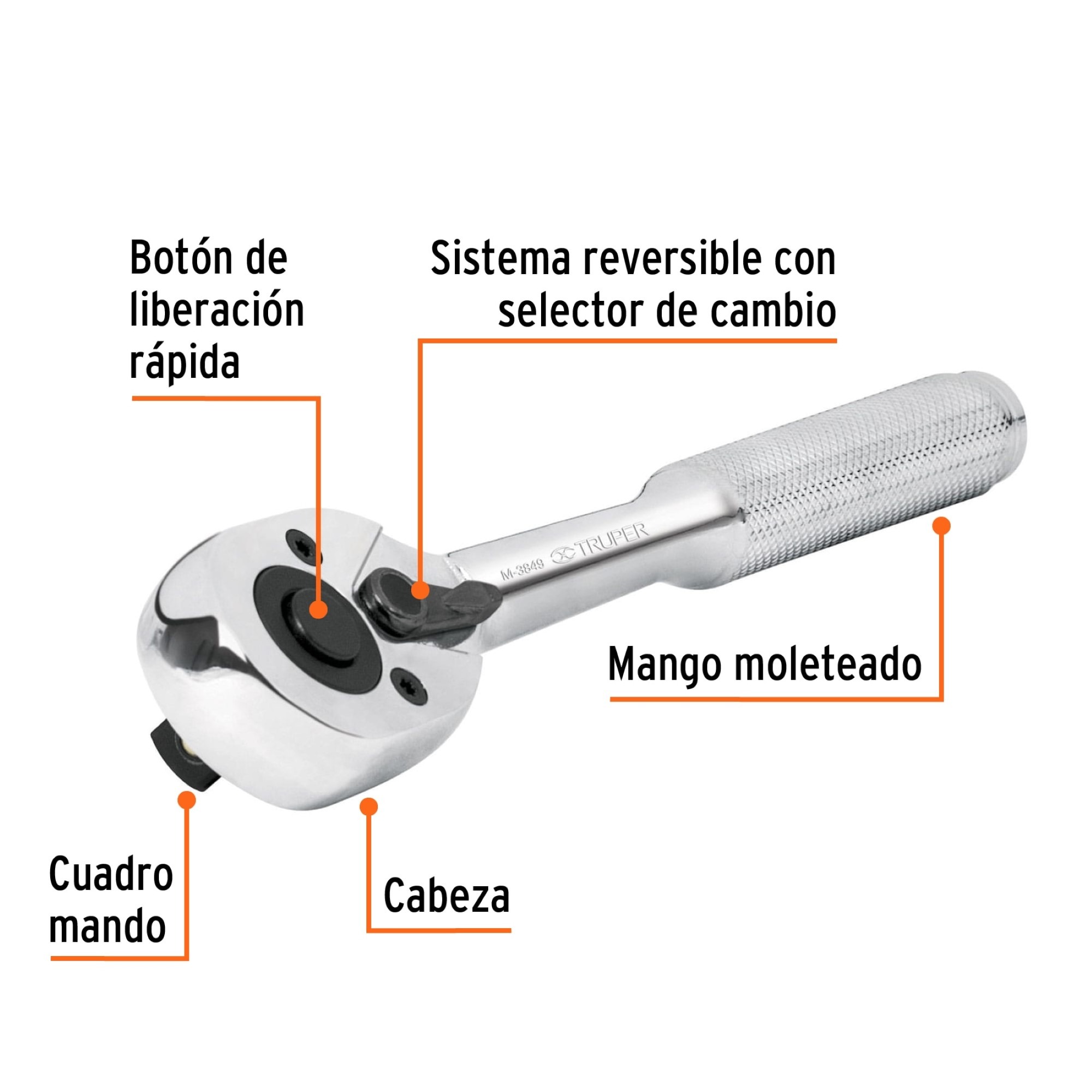 Matraca De Liberación Rápida De 3/8" Cabeza De Pera - Imagen 5