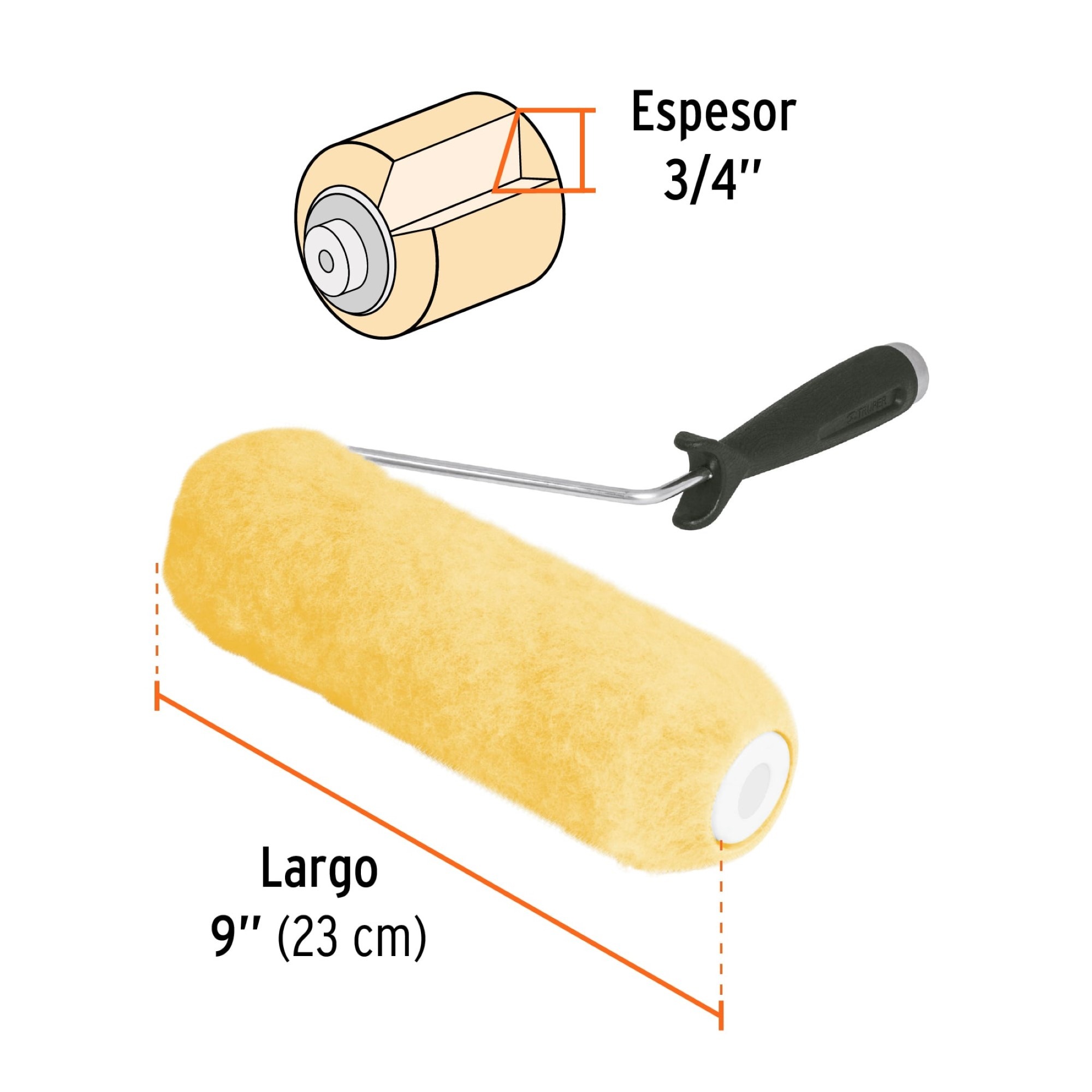 Rodillo De Pintura Con Felpa 3/4". Superficie Rugosa - Imagen 4