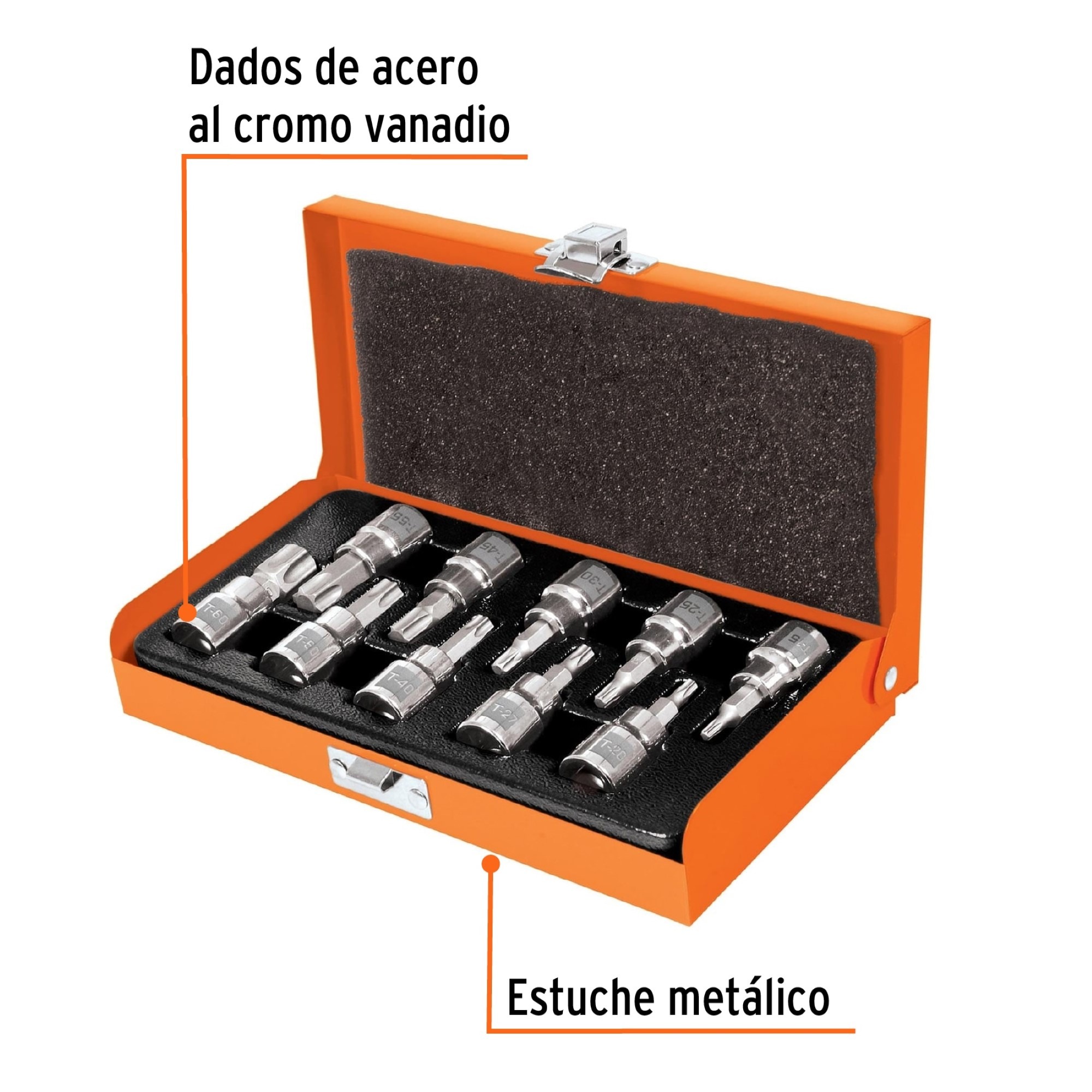 Juego De 10 Copas Punta Torx T-15 A T-60 Cuadrante 3/8" - Imagen 4