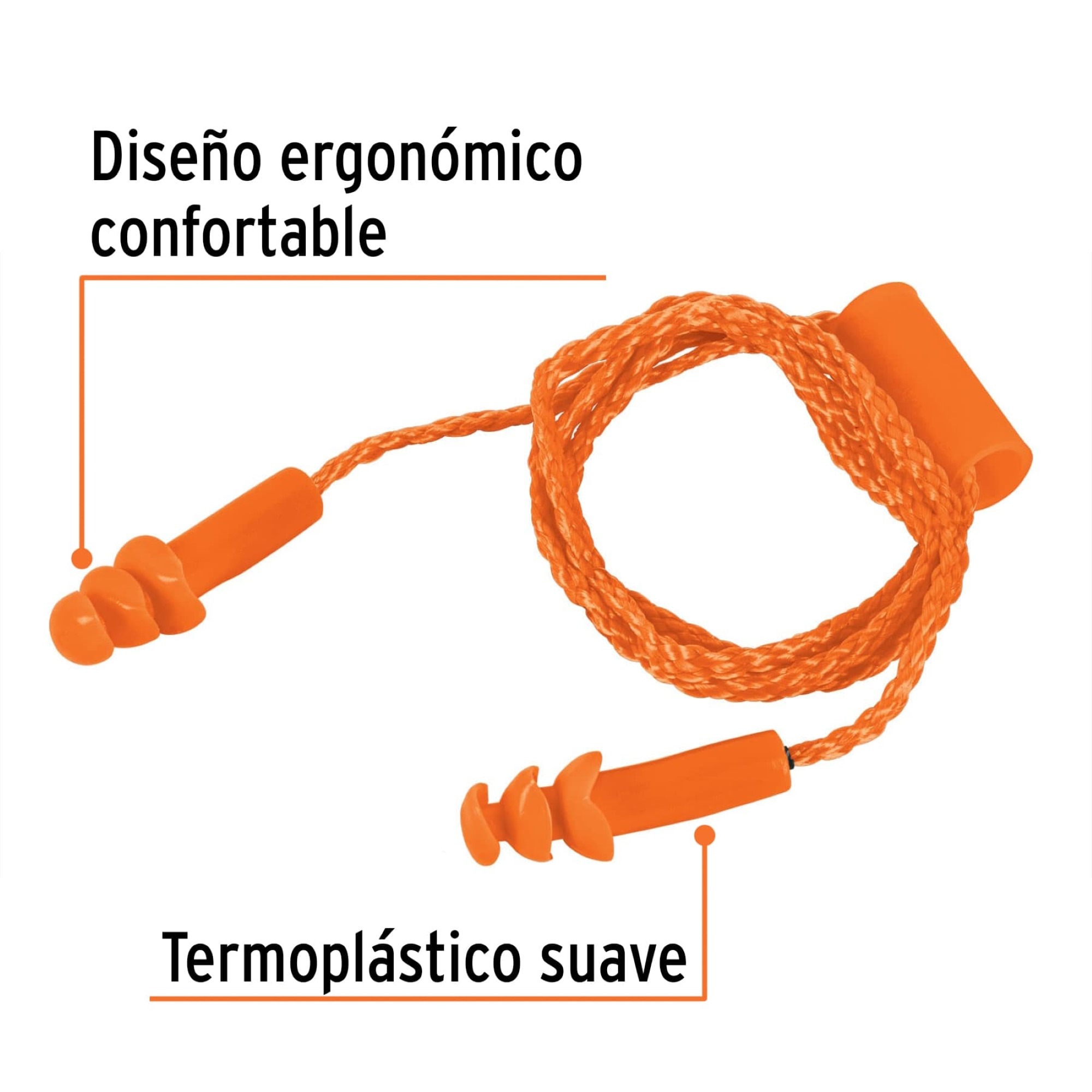 Tapones Para Oído Reutilizable Tiple Barrera. Incluye Cordón - Imagen 4