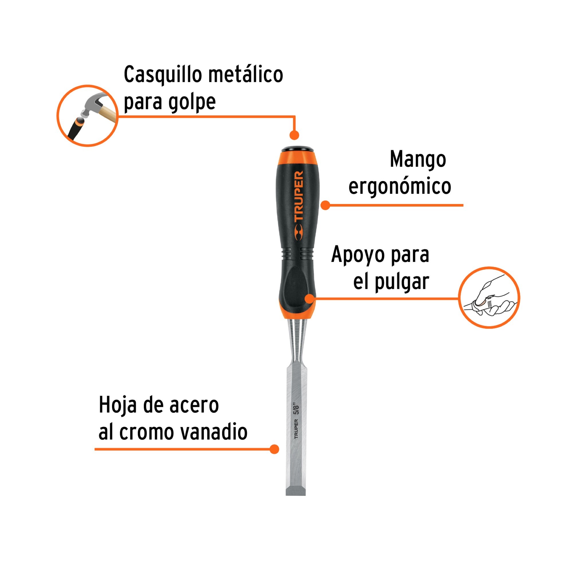 Formón De 5/8" Con Hoja De 10 cm Y Mango Comfort Grip - Imagen 4