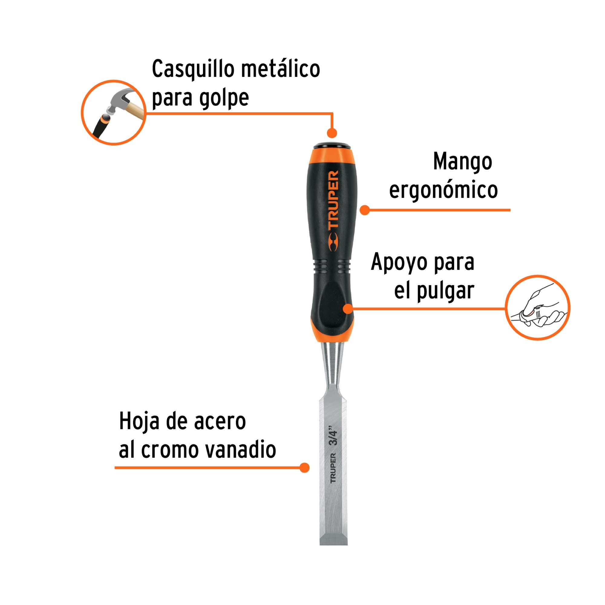 Formón De 3/4" Con Hoja De 10 cm Y Mango Comfort Grip - Imagen 4