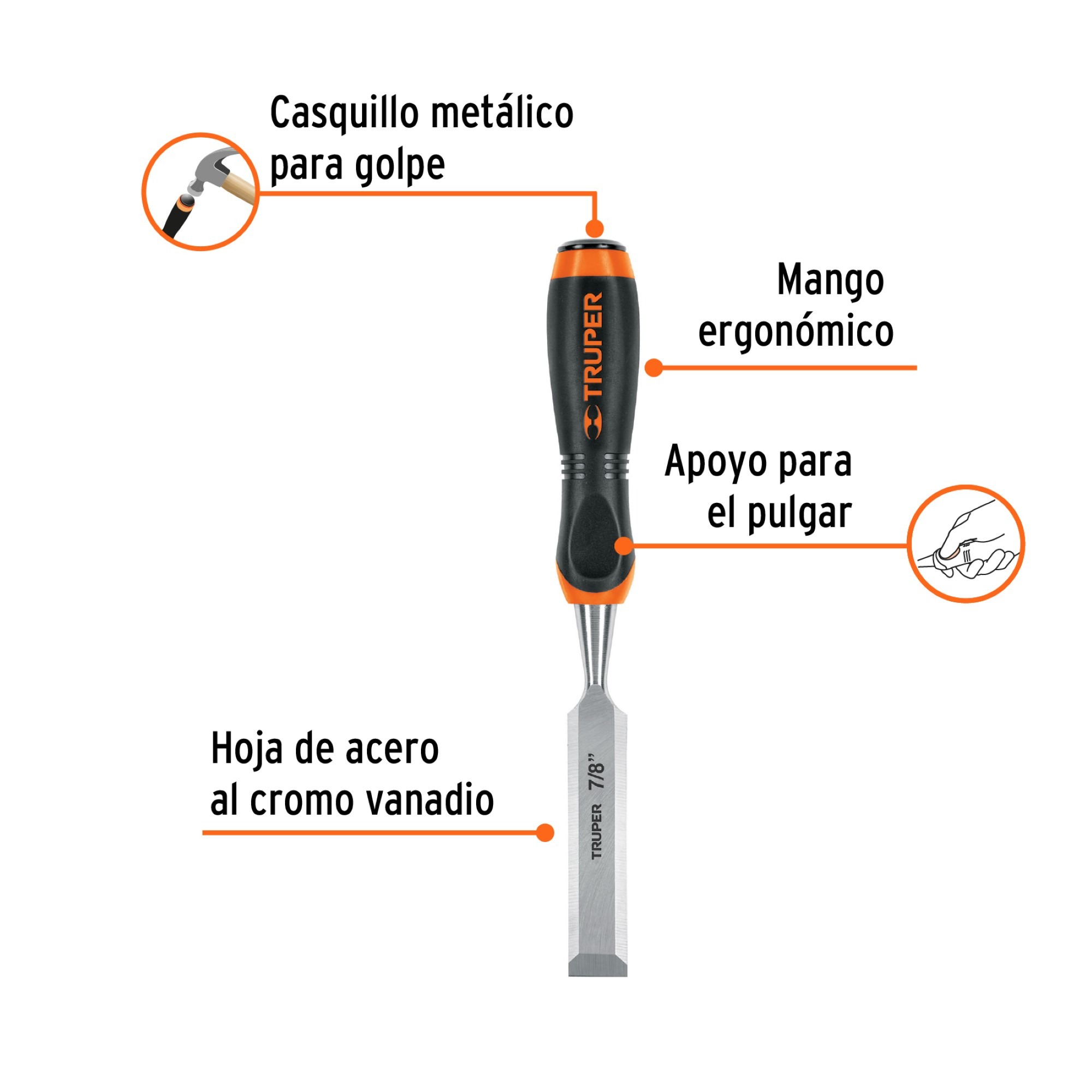 Formón De 7/8" Con Hoja De 10 cm Y Mango Comfort Grip - Imagen 4