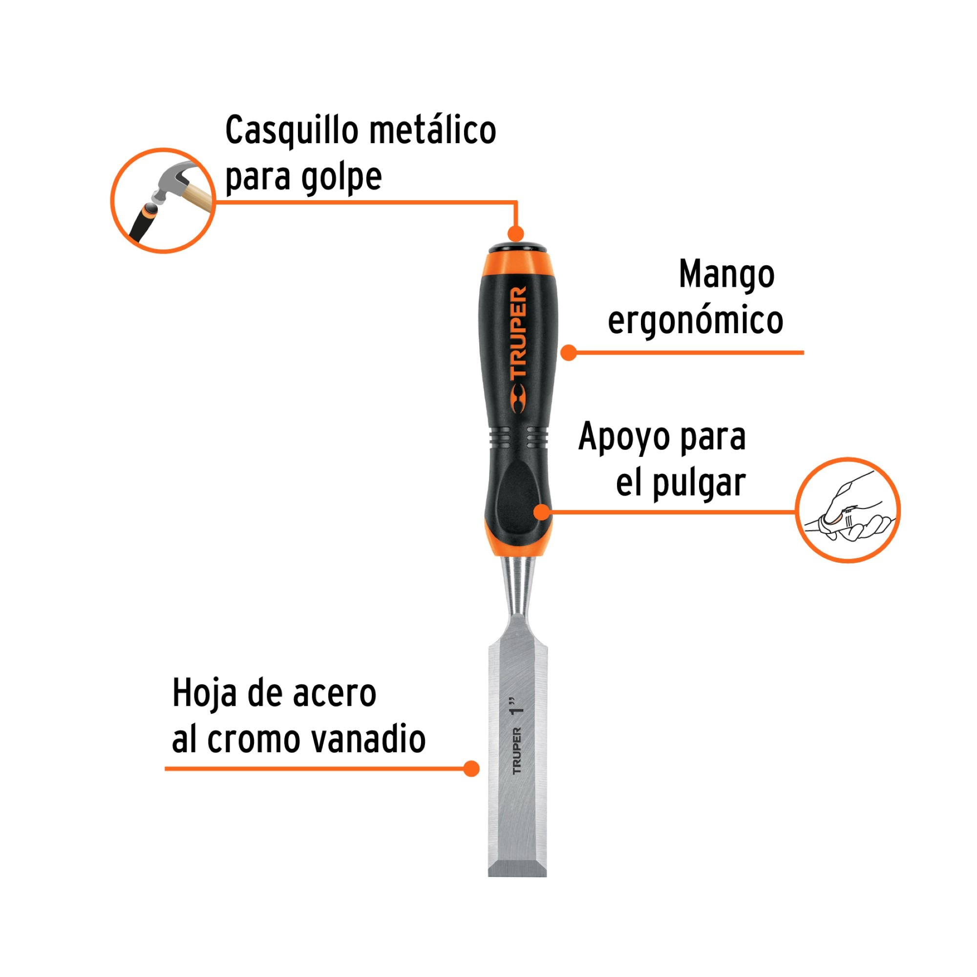 Formón De 1" Con Hoja De 10 cm Y Mango Comfort Grip - Imagen 4