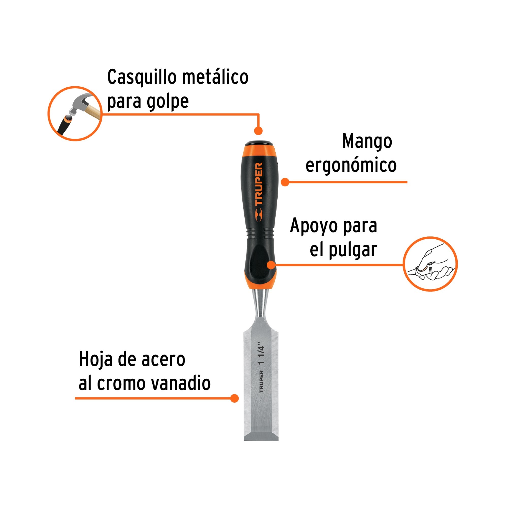 Formón De 1.1/4" Con Hoja De 10 cm Y Mango Comfort Grip - Imagen 5