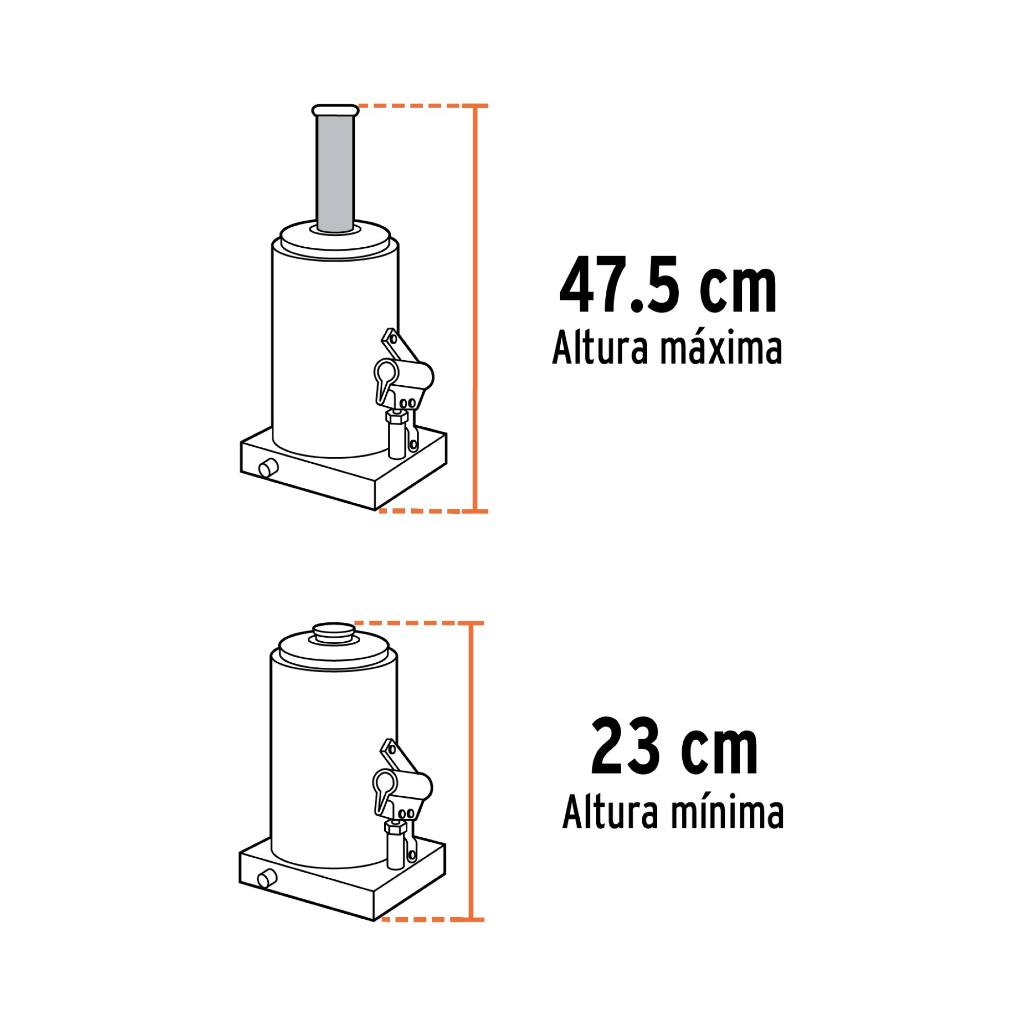 Gato Hidráulico Tipo Botella De 12 Toneladas Desde 23 cm Hasta 47 cm - Imagen 4