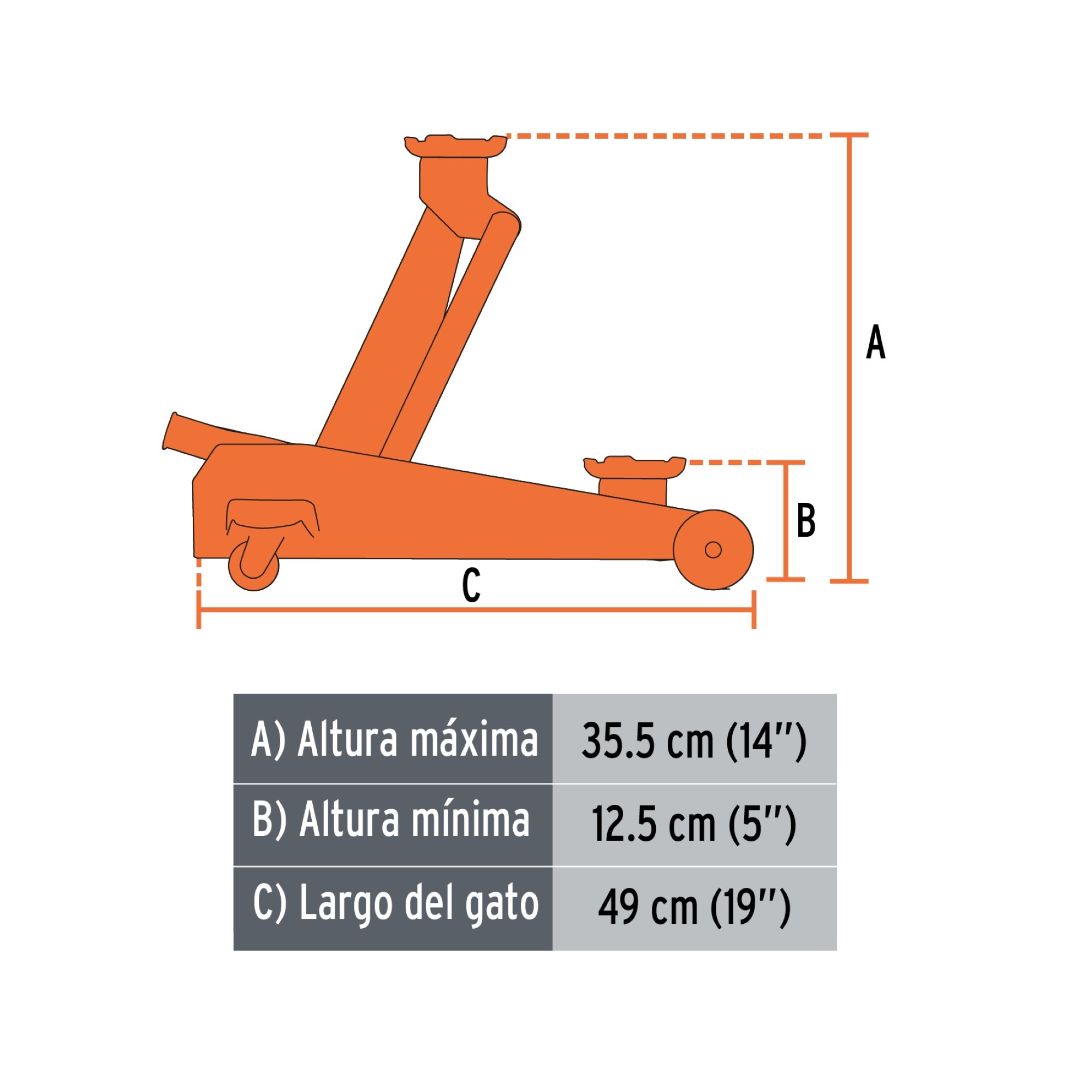 Gato Hidráulico Industrial Tipo Zorra Capacidad 2 Toneladas - Imagen 4
