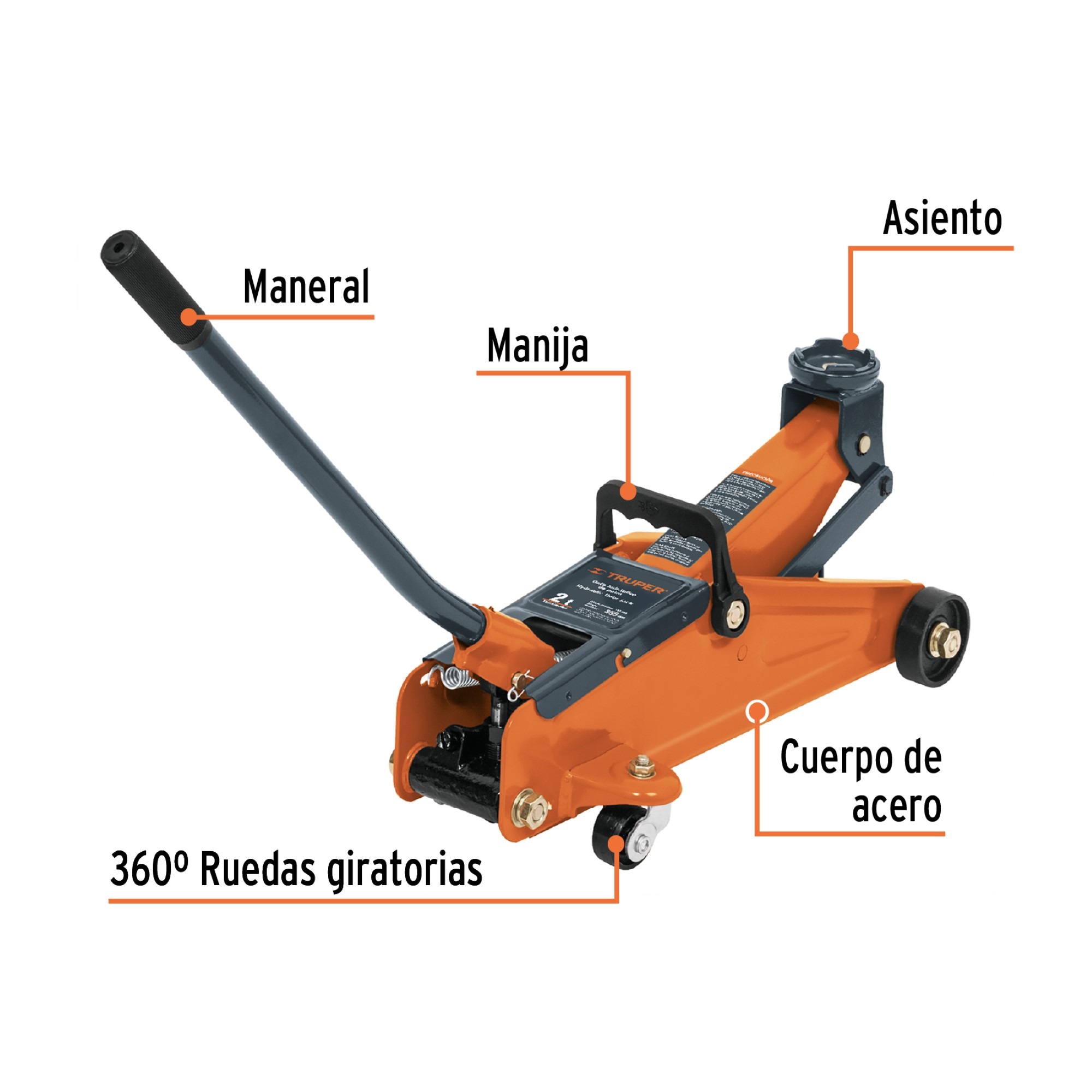 Gato Hidráulico Industrial Tipo Zorra Cap 2 Ton Con Maletín - Imagen 4