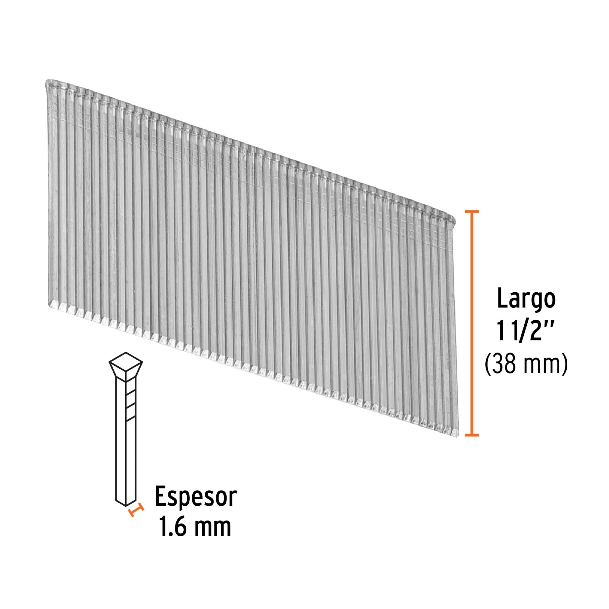 Caja De 2.500 Clavos Para Clavadora Calibre 16 Largo 38 mm - Imagen 4
