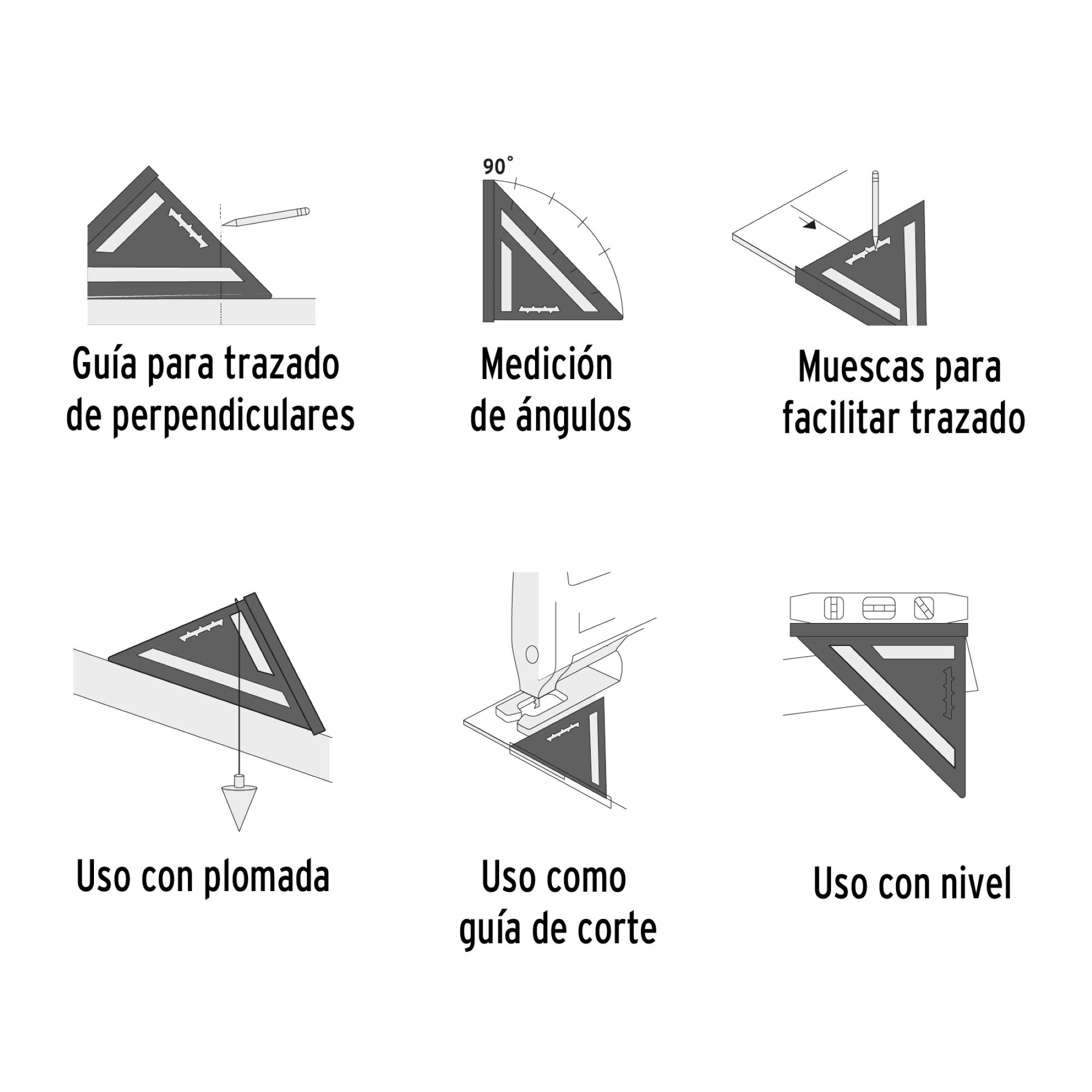 Escuadra De Aluminio  Multiusos Profesional De 12" - Imagen 4