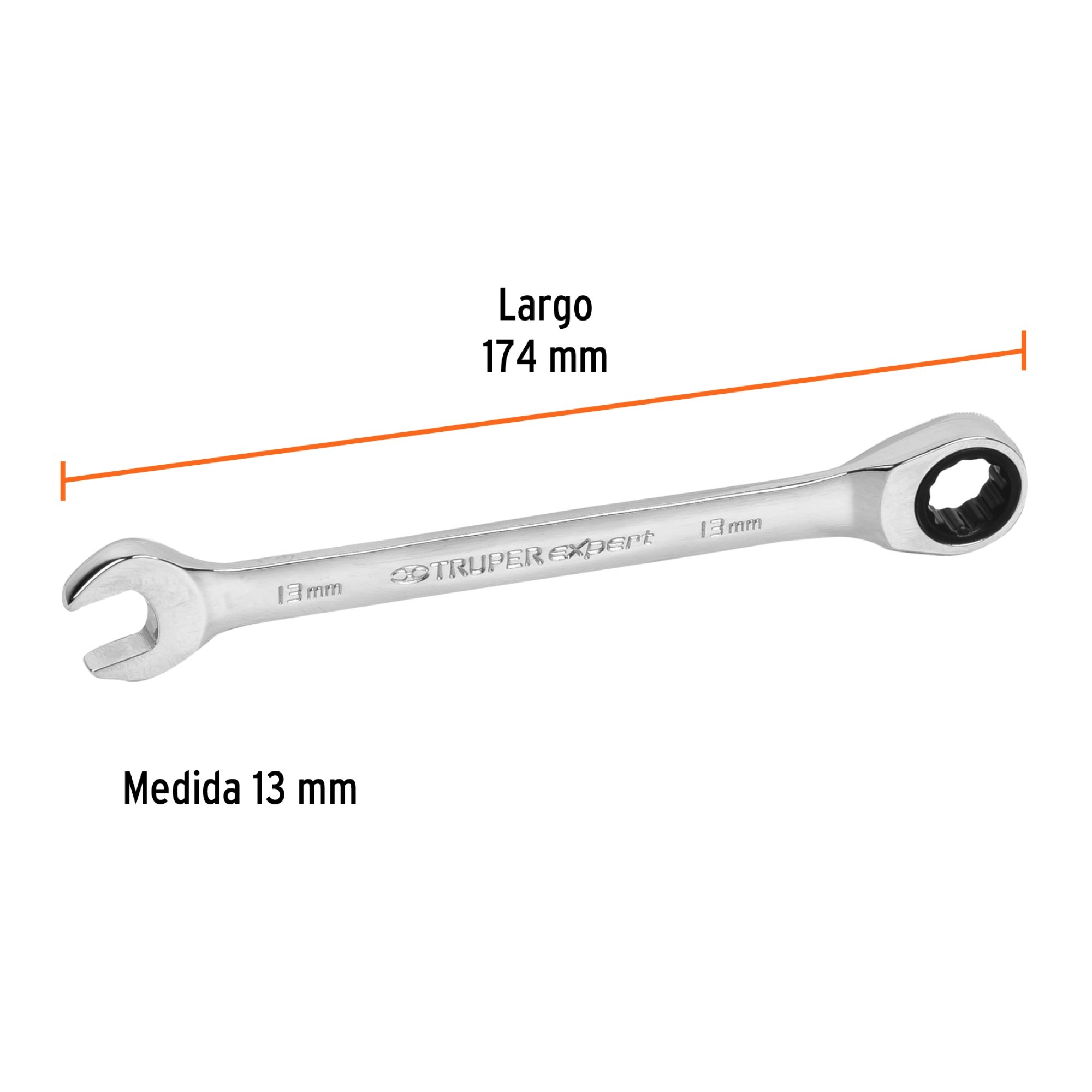 Llave Mixta De 13 mm Con Ratchet. Largo 174 mm. Uso Rudo - Imagen 4