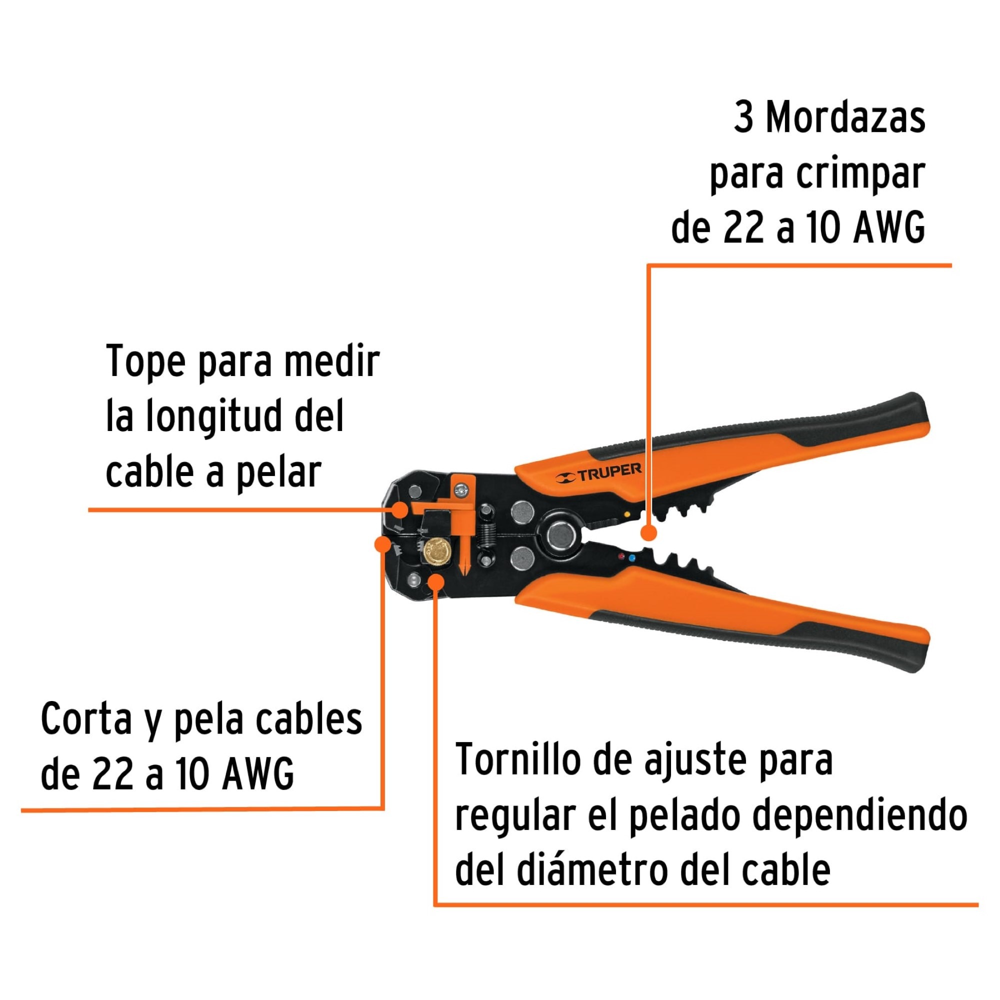 Alicate Pelacable Automático Profesional De 8" - Imagen 4
