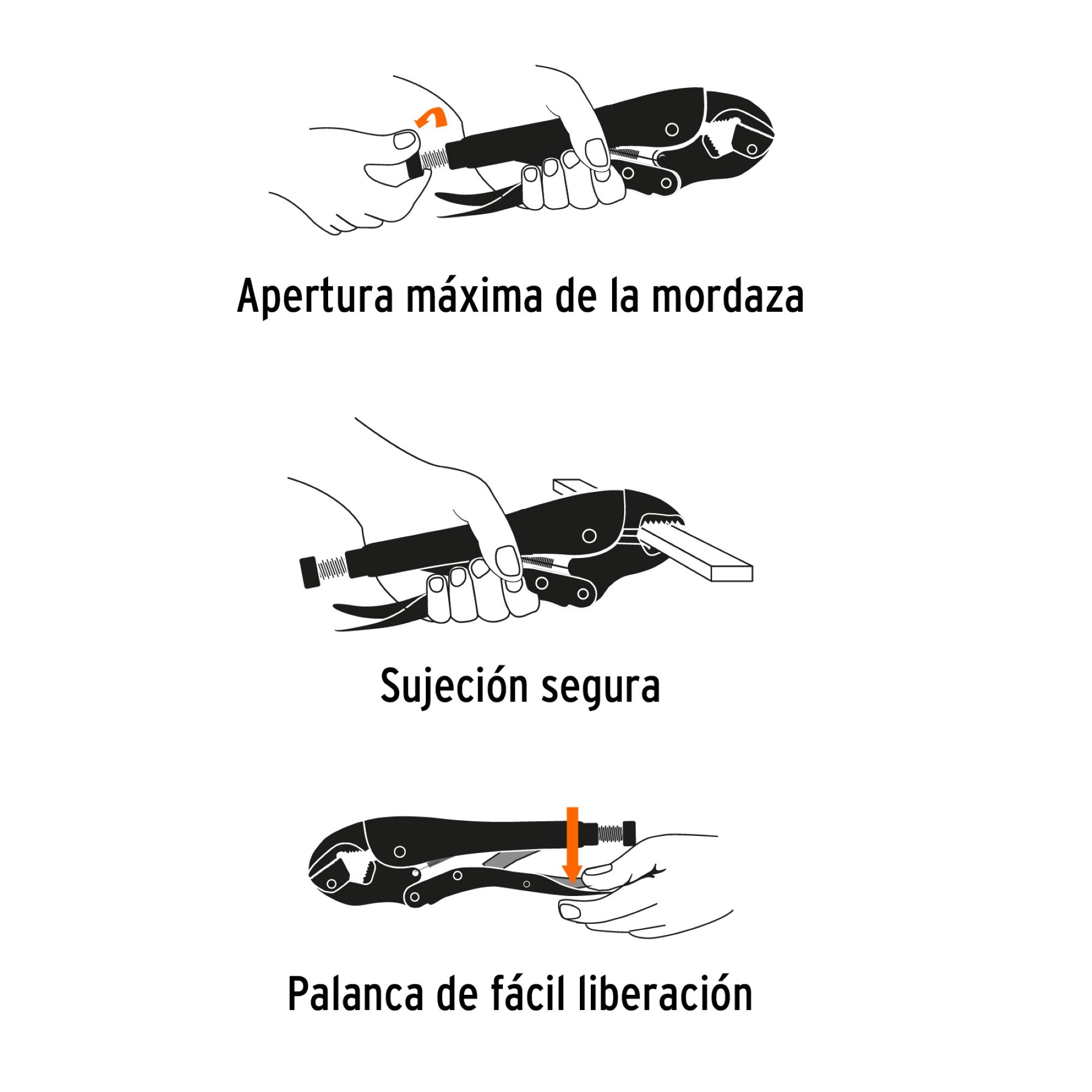 Alicate De Presión Curvo De 10" Hombresolo Mango De Vinilo - Imagen 5