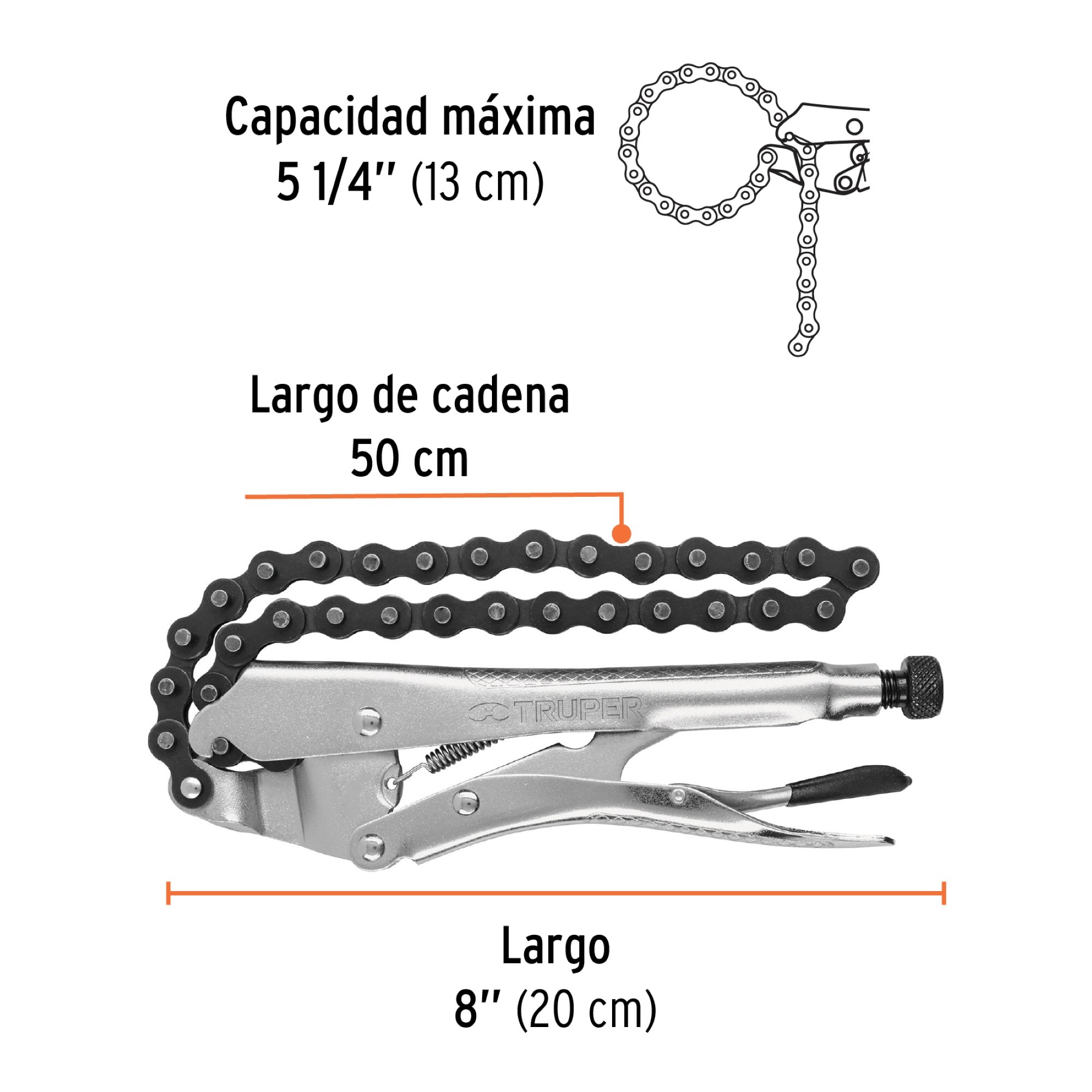 Alicate De Presión De 8" Hombresolo Con Cadena De 50 Cm - Imagen 4