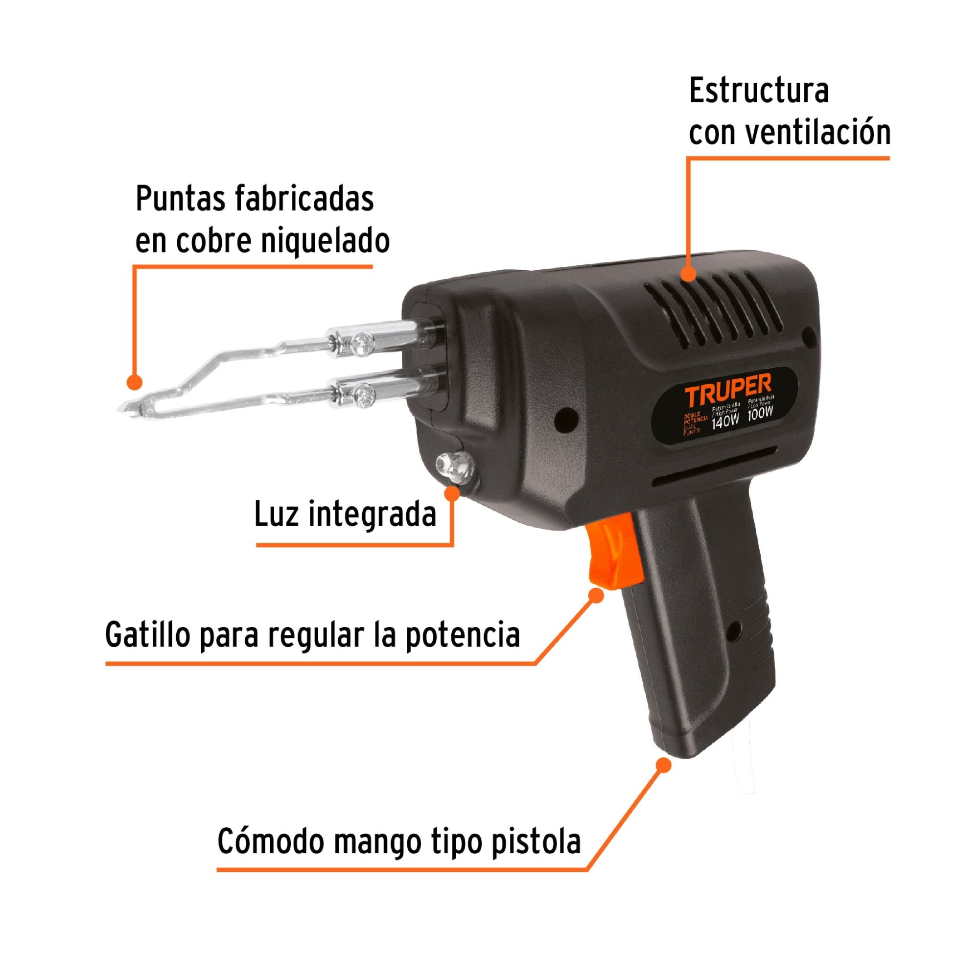 Cautín Tipo Pistola para Soldar de 140 W 2 Temperaturas - Imagen 4