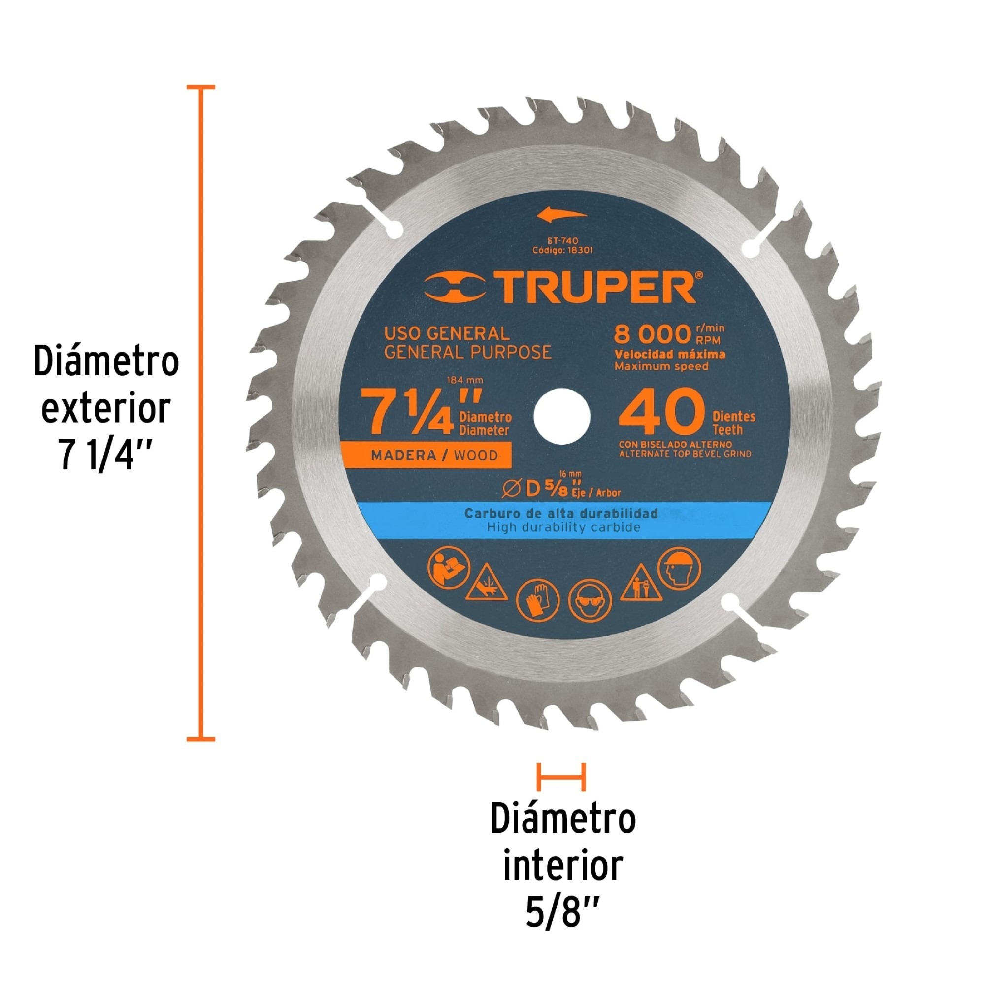 Disco Sierra Madera De 7-1/4" Centro 5/8" 40 Dientes - Imagen 4