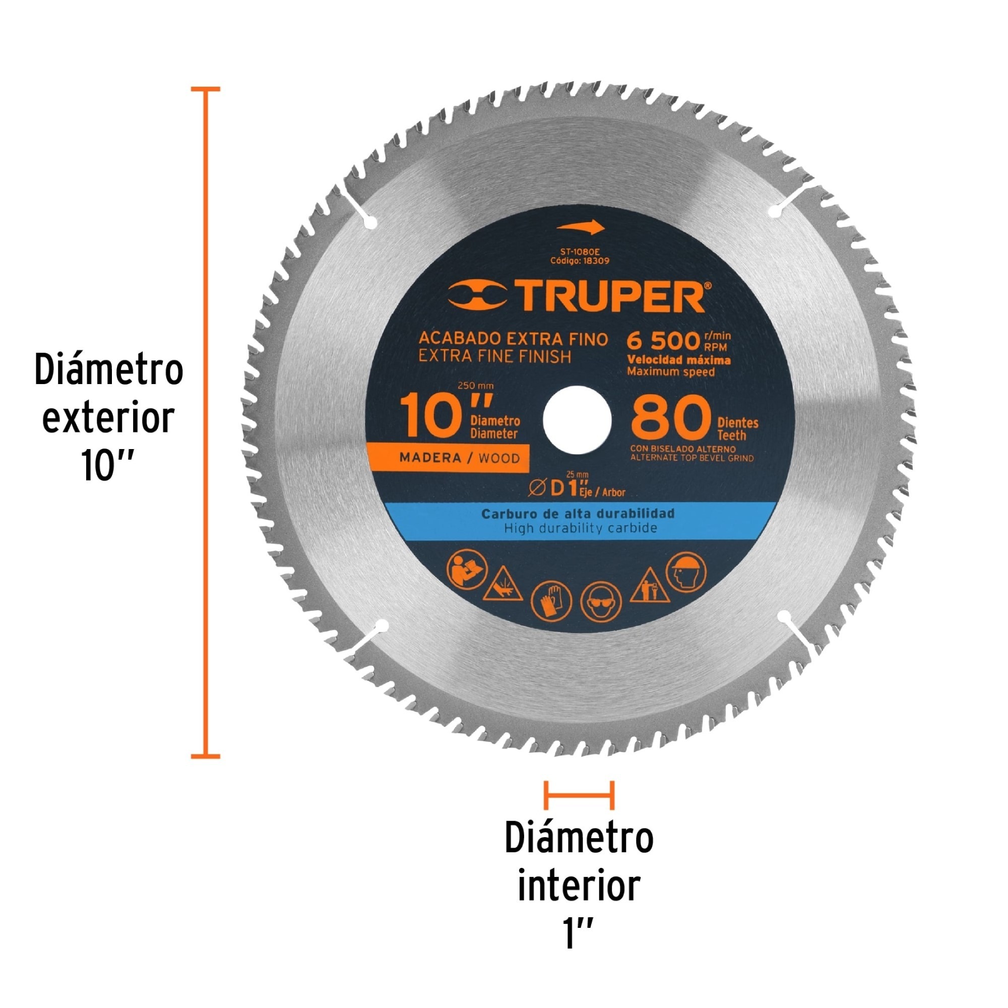Disco Sierra Madera De 10" Centro 1" 80 Dientes Trab Pesado - Imagen 4