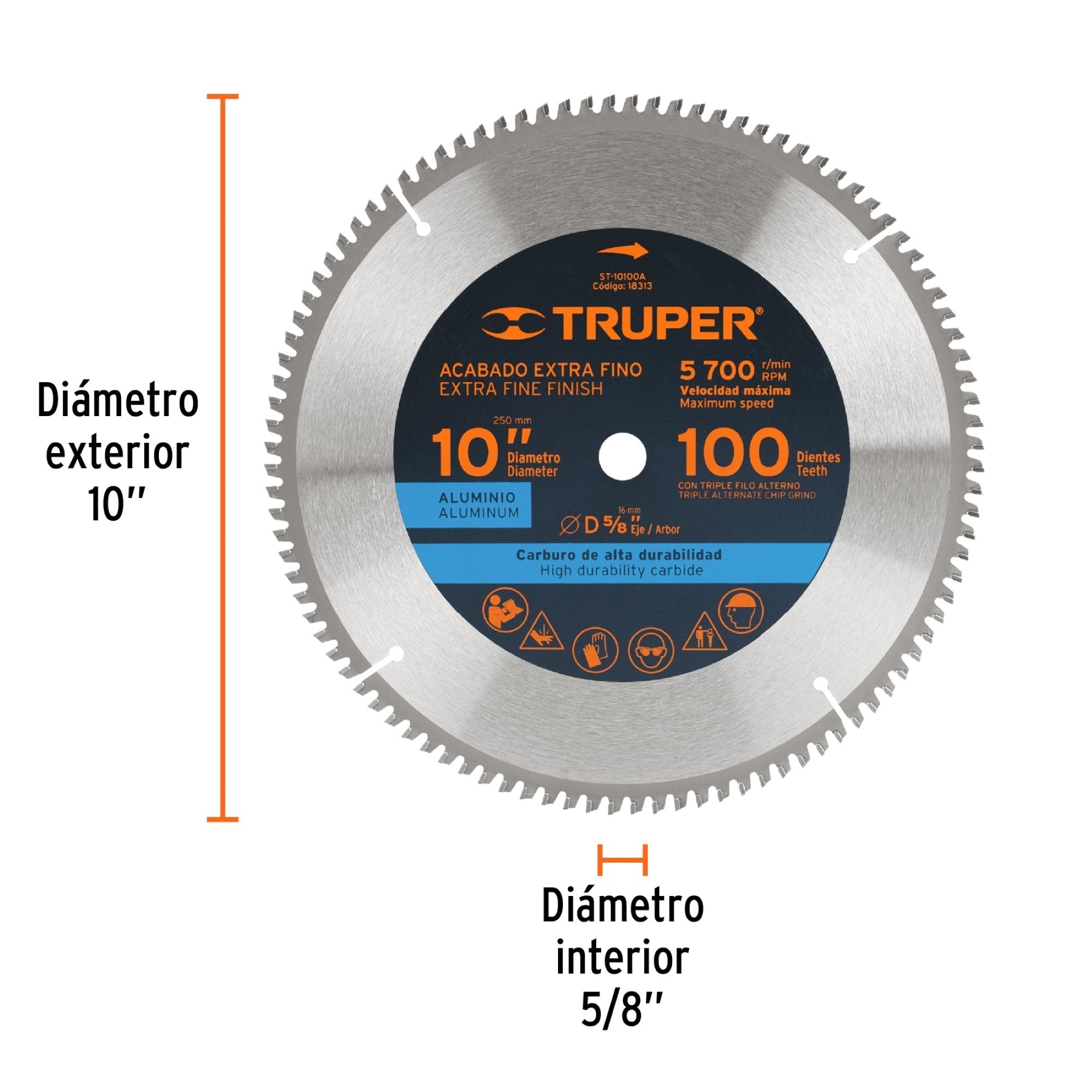 Disco Sierra Aluminio 10" Centro 5/8" 100 Diente Trab Pesado - Imagen 4
