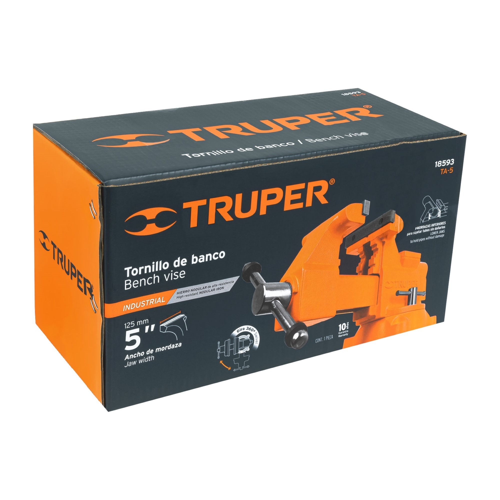 Prensa De Banco Industrial Giratoria De 5" Apertura 14 cm - Imagen 6