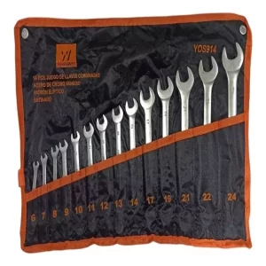 Juego De Llaves Mixtas Cr-V 14 Piezas De 6-22mm Satinado