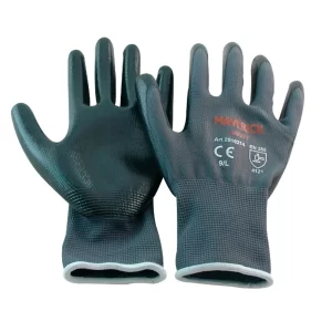 Guantes De Seguridad Negros De Poliéster Nitrilo Talla M