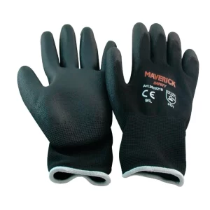 Guantes De Seguridad Negros De Nylon Poliuretano Talla L