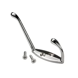 Gancho Perchero Cromado Doble Con Tornillos De 2-1/2"